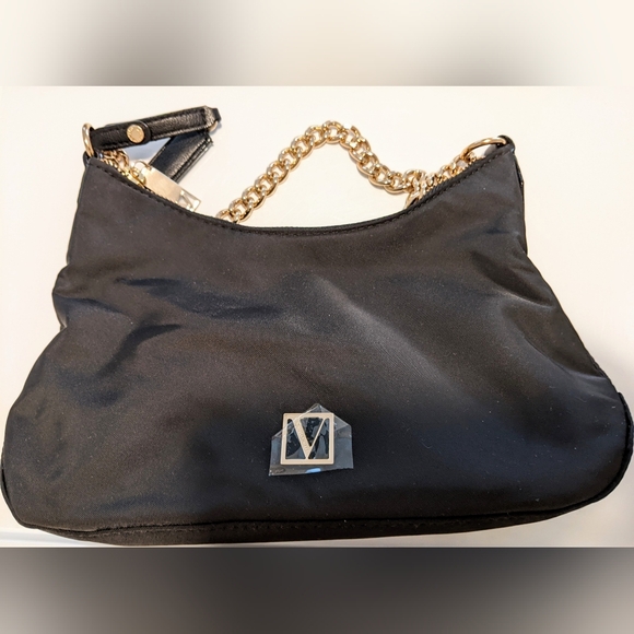 Nip VS Curve Black Small Nylon Gold tone Crossbody Or Zip Handbag - Picture 7 of 10